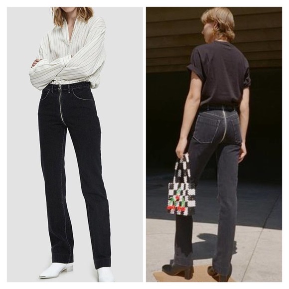 Lorod Zip Through Bootcut Jeans in Washed Black Size 2 - Picture 2 of 8